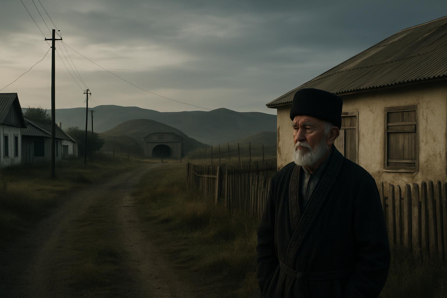 Elderly villager in Kazakhstan village near old uranium mine reflects silent aftermath of illness