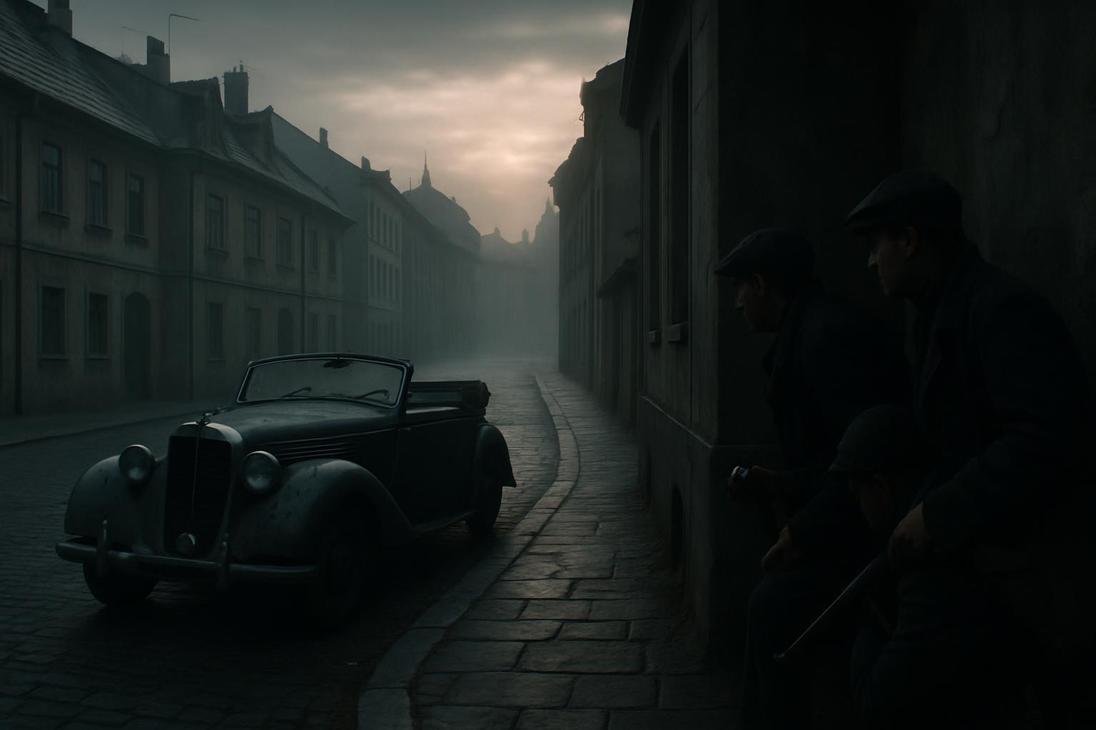 Resistance fighters prepare during Operation Anthropoid in Prague at dawn
